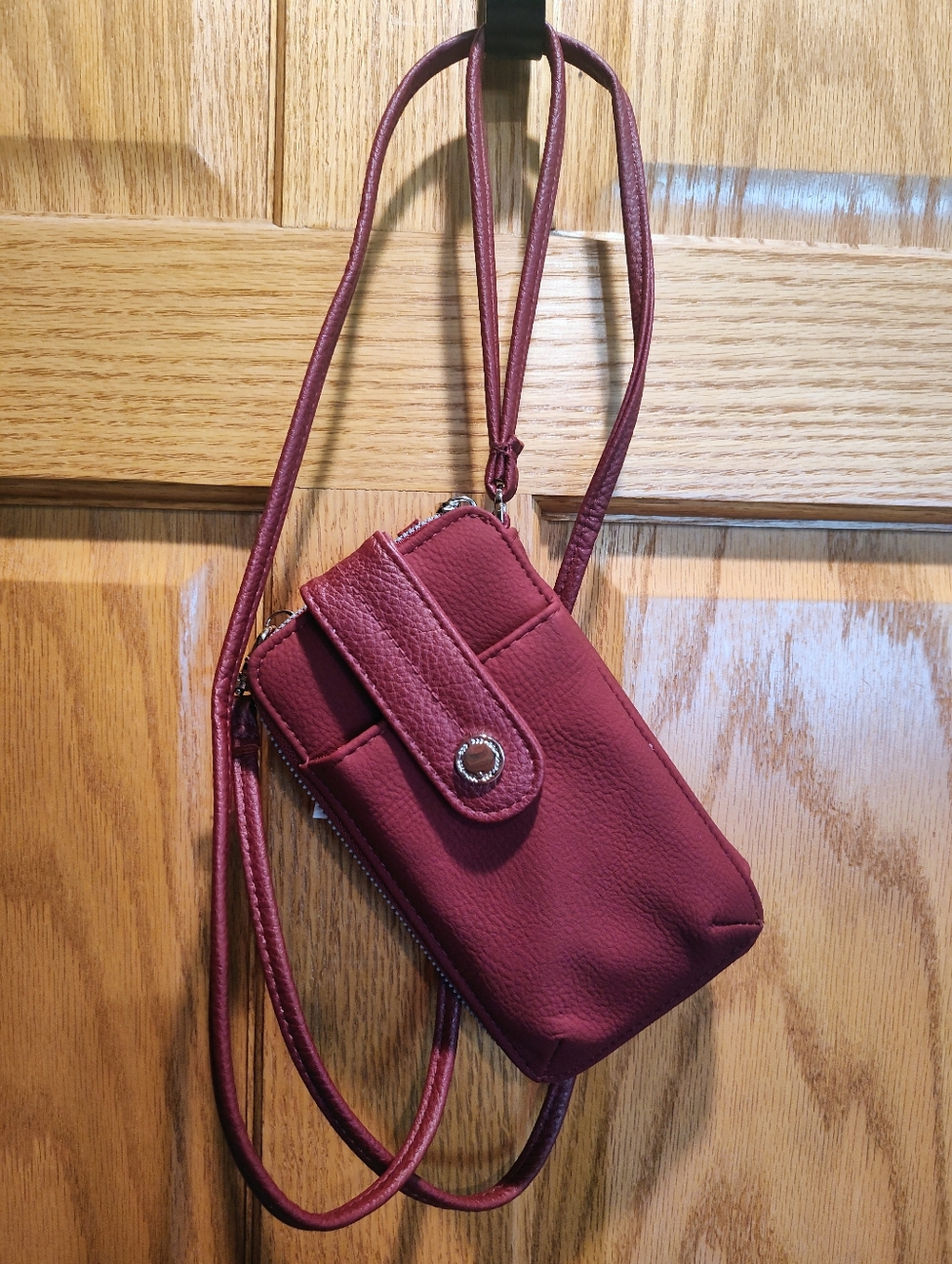 Apt. 9 Compact Crossbody-Safe Keeper-RFID Blocking Wallet In Pomegranate